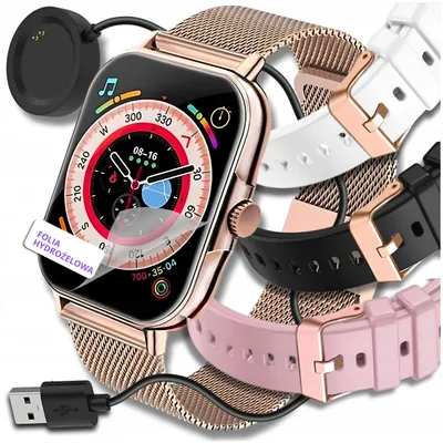 Zdjęcie produktu dla Smartwatch damski zegarek polskie menu rozmowy EKG puls smart watch 4 paski + szkło