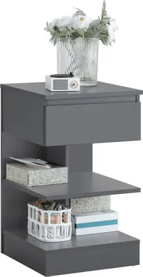 Produktbild von sobuy Nachttisch Grau FBT49-HG, 39x65x39cm, PB(E1), für Flur, Büro, Schlafzimmer oder Wohnzimmer