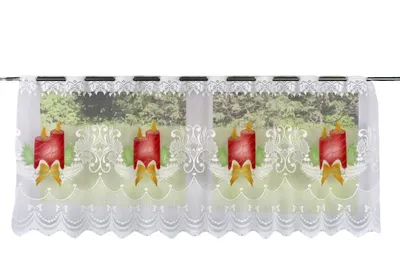 Produktbild von Scheibengardine Kerze rot Schleife HxB 50x140cm Weihnachten Advent 2349