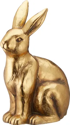 Produktbild von Deko-Statue Osterhase - sitzend - gold - Magnesium - 42 cm