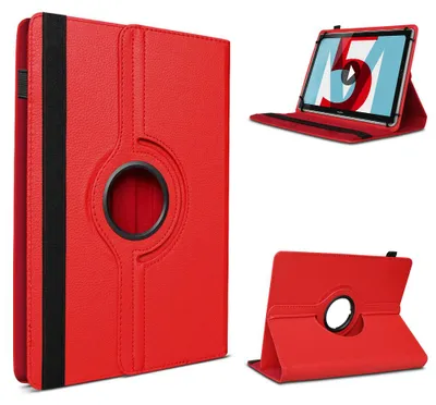 Produktbild von Tablet Hülle Huawei MediaPad M5 Lite Tasche Schutzhülle Case Cover 360° DrehbarFarbe 360 Uni:Rot