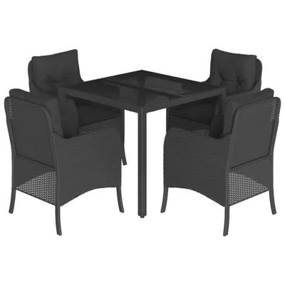 Immagine prodotto di vidaXL set da pranzo da giardino a 5 pezzi con cuscini in rattan nero