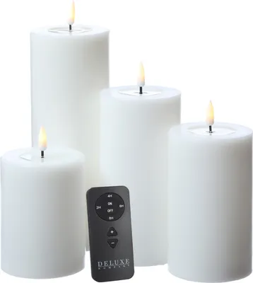 LED Kerzenset MIA - Echtwachs - 4 Größen - inkl. Batterien und Fernbedienung - weiß - 4er Set