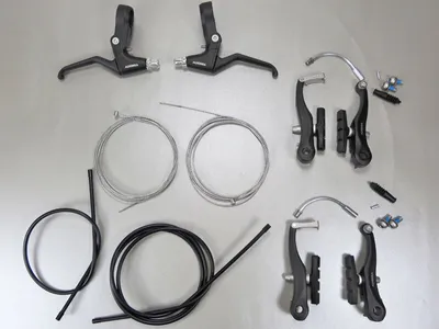 Produktbild von V-Bremsen Set Aluminium Bremshebel und V-Brake Zugbremse Schwarz