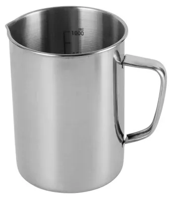 Productafbeelding van RVS maatbeker 1000 ml – Nauwkeurige schaalverdeling, roestvrij, vaatwasmachinebestendig – Geschikt voor keuken, laboratorium en cocktailbereiding