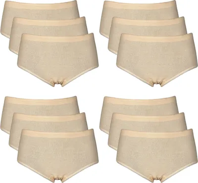 Produktbild von TEXEMP 6er Set Damen Slips Hüftslip Unterwäsche Unterhosen Baumwolle | B131 - Beige - 44/46 - 6 Stück