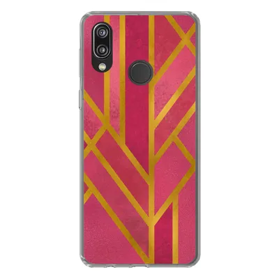 Produktbild von MuchoWow® Handyhülle Schutzhülle Hülle für Huawei P20 Lite (2020) Gold - Rosa - Geometrisch Silikon Softcase Handy Hülle - Kartenhalter