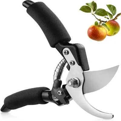 Productafbeelding van Ibenzoa® Professionele tuinschaar met titaniumstalen messen – ergonomische softgrip, terugveermechanisme en veiligheidsslot, zwart, geschikt voor takken, heggen en bloemen