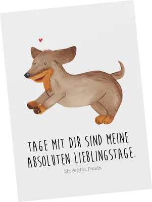 Produktbild von Mr. & Mrs. Panda Postkarte Hund Dackel - Weiß - Geschenk, Ansichtskarte, Hunde, Sprüche, bildkarte, Ansichtskarten, Postkarten, Grußkarte, Dachshund