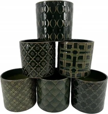 Zdjęcie produktu dla Ceramiczna doniczka ciemnozielona 16 cm