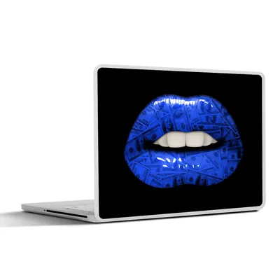 Produktbild von MuchoWow® Laptop Aufkleber Sticker Cover Lippen - Geld - Blau 31x22.5 cm - Laptop-Deko