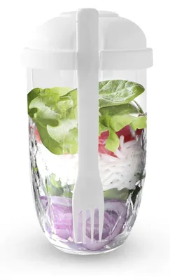 Produktbild von Set von 2 Tragbaren Lunchboxen mit Gabel und Dressingbehälter