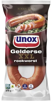 Produktbild von Unox Gelderse Rookworst 375g – Traditionelle geräucherte Wurst, aromatisch & saftig