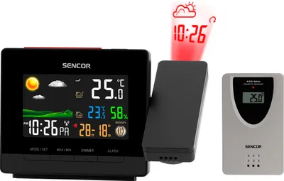Obrázek produktu pro SENCOR SWS 5400 - Meteorologická stanice s projekcí, předpověď, měření vnitřní teploty a vlhkosti, rádiem řízené hodiny