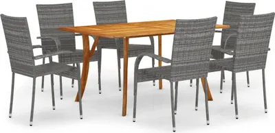 Produktbild von vidaXL 7-tlg. Garten-Essgruppe Grau