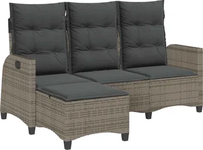 Image de vidaXL Canapé de jardin avec fonction de couchage Coussin L-forme Gris Poly Rattan