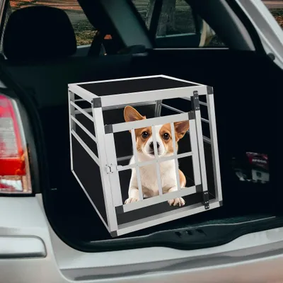 Immagine prodotto di Trasportino per cani - Trasportino da viaggio per cani - Gabbia per cani - Box per cani - Trasportino - Alluminio - 54x69x50 cm - Nero
