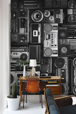 Produktbild von Coloray Fototapete 290x290 cm An Einer Wand Latex Latextapete - Pop Disco Classic Cassette Radio Recorder Audio