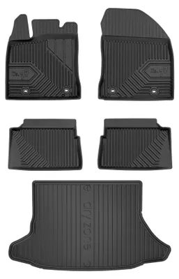 Image de Tapis en caoutchouc + bac de coffre pour Lexus CT 2010-2022 (hayon, sans caisson de basses) – 5 pièces, noirs, sur mesure