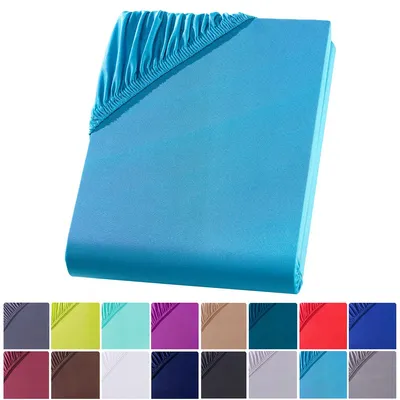 Produktbild von Mikrofaser Spannbettlaken 180-200x220 + 40 cm Boxspringbett Spannbettuch Bettlaken Bettuch Laken, Türkis