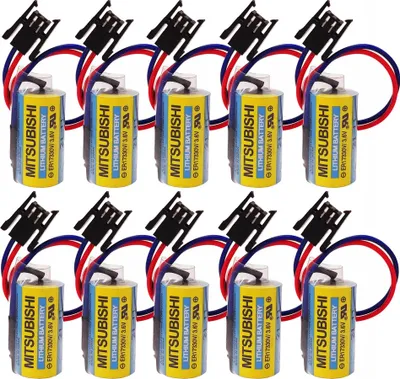 Image de Topchances 10 pièces Mitsubishi A6BAT ER17330V batterie PLC taille 2 / 3A 3,6V Li-Ion batterie avec connecteur