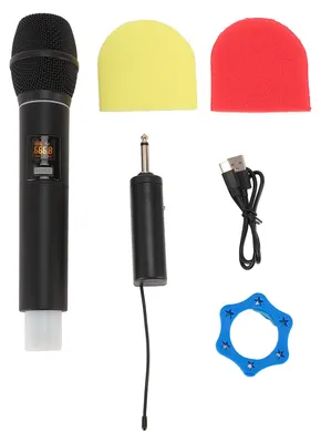 Obrázok produktu pre Profesionálny mikrofón s osvetlením, 6,35 mm, UHF, dobíjateľný, bezdrôtový, dynamický, určený na karaoke na domácom pódiu