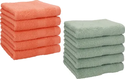 Produktbild von Betz 10 Stück Seiftücher 30x30 cm PREMIUM 100% Baumwolle  Farbe: blutorange und heugrün