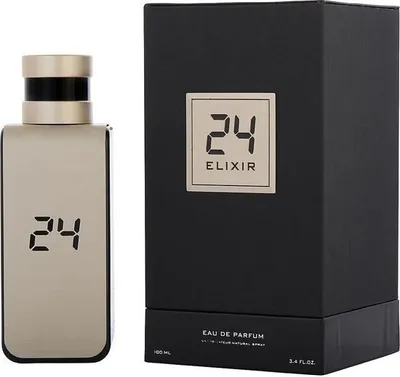 A perfume bottle and its box are displayed side-by-side against a white background.