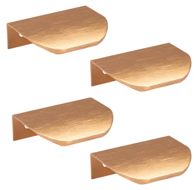 Imagen del producto de 4 pomos para muebles de borde, 50 mm, color dorado oscuro, diseño redondeado, ideales para armarios
