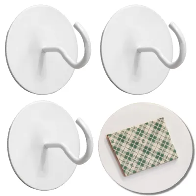 Produktbild von DEKAZIA® 4er-Set selbstklebende Deckenhaken Weiß – Extra Starke Rundhaken für Decke  Wand – Vielseitige Klebehaken, Garderobenhaken, Kleiderhaken  Wan
