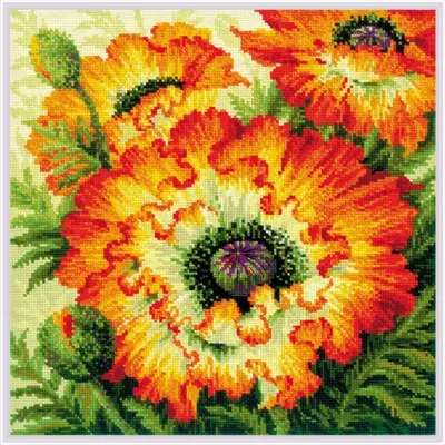 Produktbild von Riolis Kreuzstich Set "Feuermohn", Zählmuster, 40x40cm
