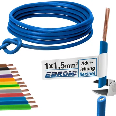 Produktbild von 100 Meter H07V-K 1,5 mm² 1x1,5 mm² (mm2) - Aderleitung flexibel mehrdrähtig - 100m - grün - weiß - gelb - braun - hellblau - dunkelblau - grün/gelb - transparent - orange - rot - violett - schwarz