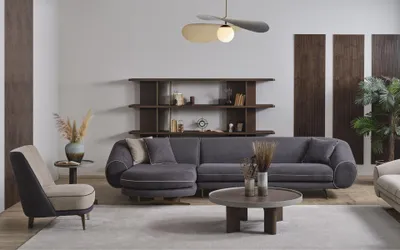 Zdjęcie produktu dla Designerski narożnik do salonu z fotelem stolik kawowy Stylowy stolik boczny 4szt