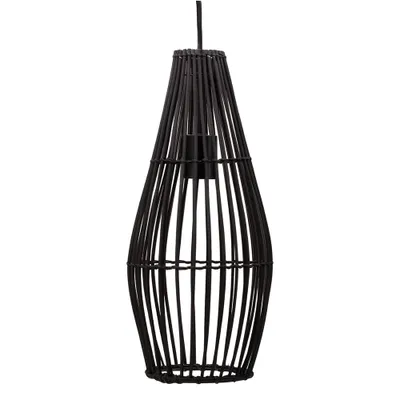 Produktbild von Pendelleuchte Timber Love Schwarz Rattan Ø20cm max. 20W E27 ohne Leuchtmittel kürzbar