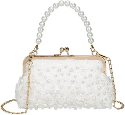 Produktbild von Elegante Clutch mit Perlenband für Hochzeit Abendveranstaltung