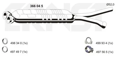 Produktbild von ERNST 366045 Mittelschalldämpfer Schalldämpfer passend für MERCEDES-BENZ E-Klasse Limousine (W211) E-Klasse T-modell (S211)