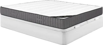 Produktbild von Set 180 x 200 cm Rahmen mit Box weiß + 26 cm dicke Hybridmatratze mit 7-Zonen-Taschenfedern und hochelastischem Schaum - Marke AUDACE by PALACIO