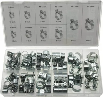 Produktbild von Mini Schlauchklemmen Sortiment 7-18 mm Rundziehende Schlauchschellen Set 73-tlg.