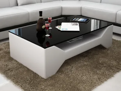 Produktbild von Klassischer Luxus Designer Couchtisch Sofa Wohnzimmer Tisch Leder Tische Glas