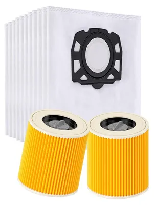 10 Staubsaugerbeutel + 2 Filter für Kärcher WD3/WD2/WD1
