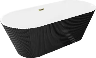 Immagine prodotto di Mexen Yara vasca da bagno freestanding scanalata 170 x 75 cm, bianca/nera, troppopieno dorato - 52861707575-50