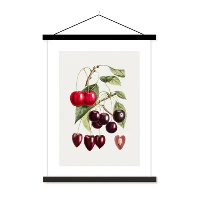 Produktbild von MuchoWow® Textilposter Kirschen - Obst - Zweig 90x120 cm mit schwarzem Rahmen - Dekoration