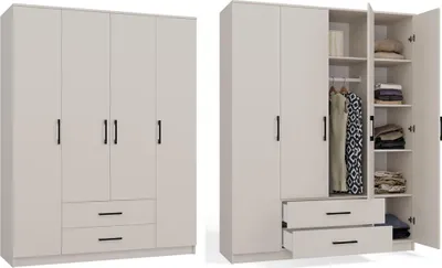 Zdjęcie produktu dla Cdf Szafa Romana 160 Bez Lustra 2 Szuflady 160Cm Kaszmir Beż