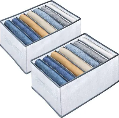 Immagine prodotto di Organizer pieghevole per biancheria intima, contenitore in tessuto per vestiti, grigio chiaro
