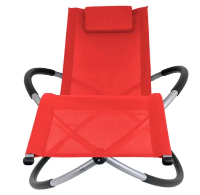 Produktbild von Garten Liegestuhl Schaukelliege Campingliege Strandliege Sonnenliege Gartenstuhl Klappstuhl Liege Klappbar Faltbar Relaxliege Stahl Farbauswahl Kingpower, Farbe:Rot