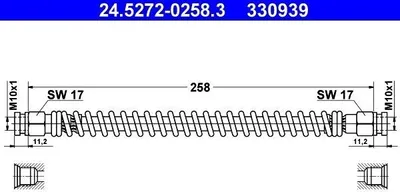 Produktbild von ATE 24.5272-0258.3 Bremsschlauch Hinten Links für HYUNDAI GETZ (TB)