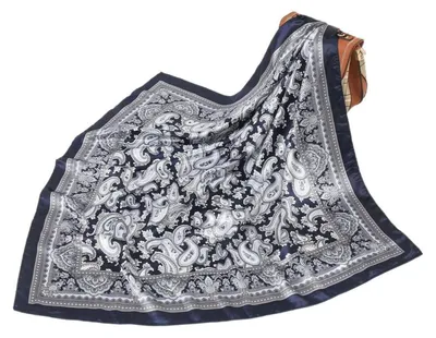 Immagine prodotto di Foulard da donna con motivo floreale, bandana, sciarpa per capelli, 90 x 90 cm, multicolore