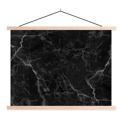 Produktbild von MuchoWow® Textilposter Marmor - Schwarz - Weiß - Textur - Marmoroptik 120x90 cm mit holzfarbenen Rahmen - Magnetisch