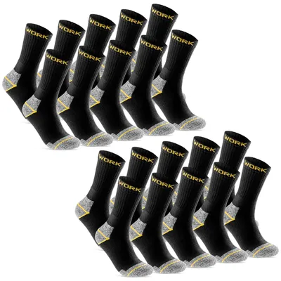 Produktbild von Arbeitssocken Herren 10 oder 20 Paar "WORK" Arbeits Socken verstärkt durch Vollfrottee 10201 - 20Paar Schwarz/Grau Meliert 47-50