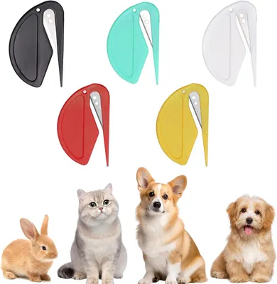 Produktbild von Haustier Entwirrungsmesser, 5-teiliges Set, Stahlklingen, Für Hunde und Katzen, Fellpflege